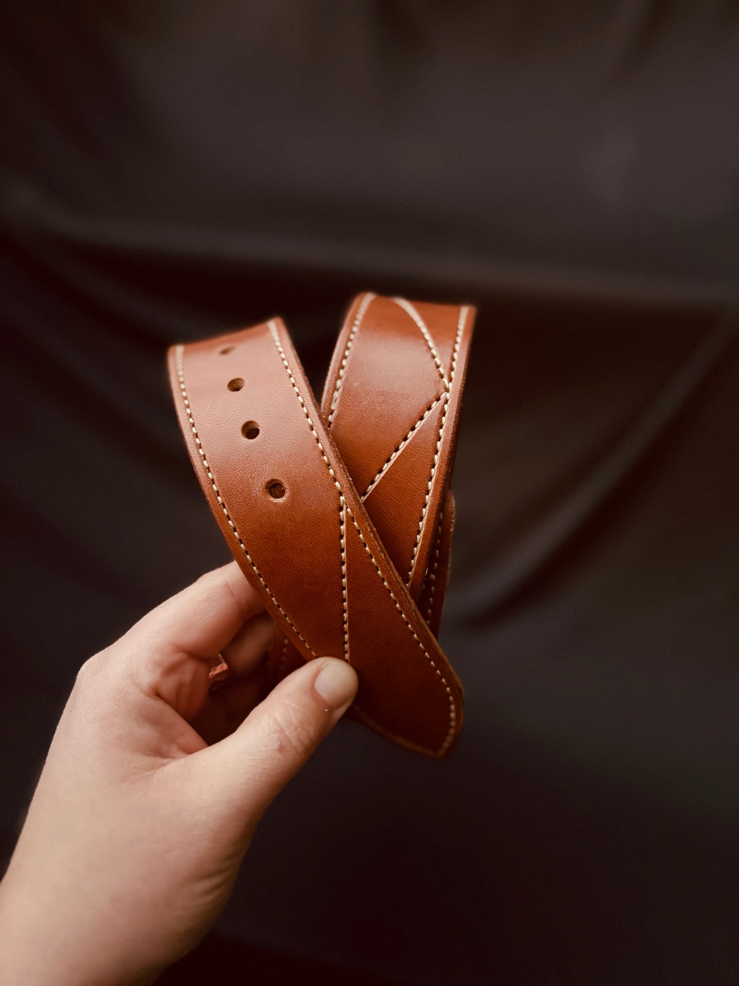 Half Diamond Stitched Chestnut Belt