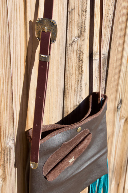 Brown & Turquoise Chap Bag
