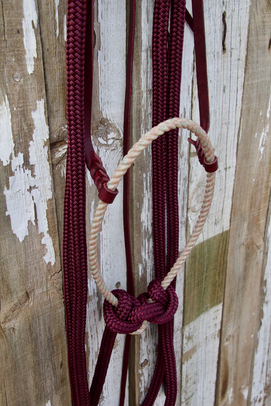 Burgundy Split Rein Loping Hackamore w/Tie-Back